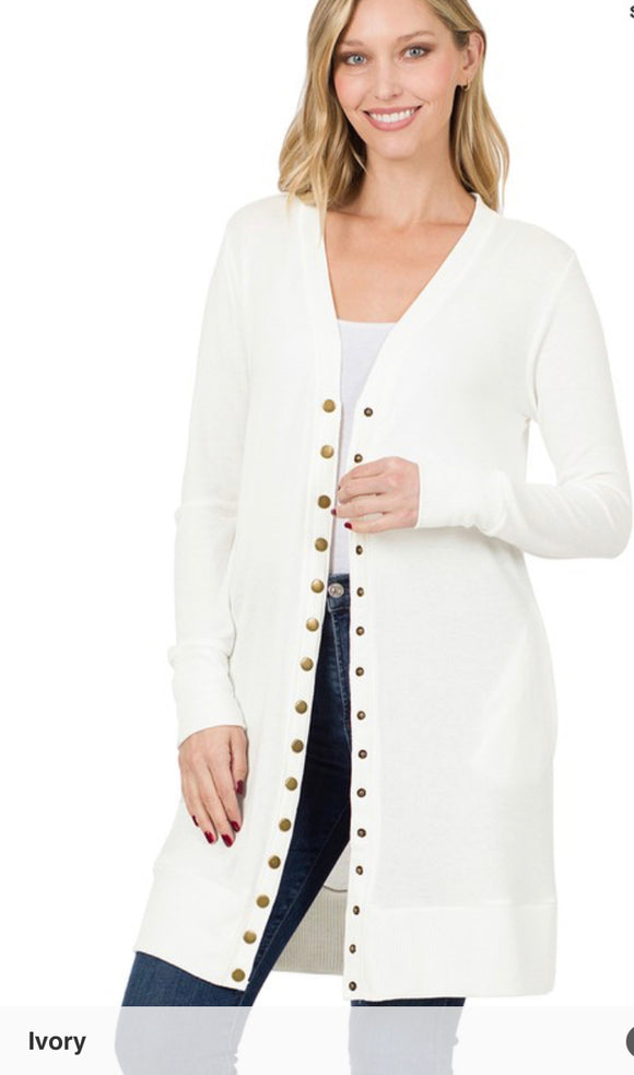 Laura Snap Cardigan- Long Length