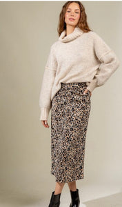 Meli Leopard Midi Skirt