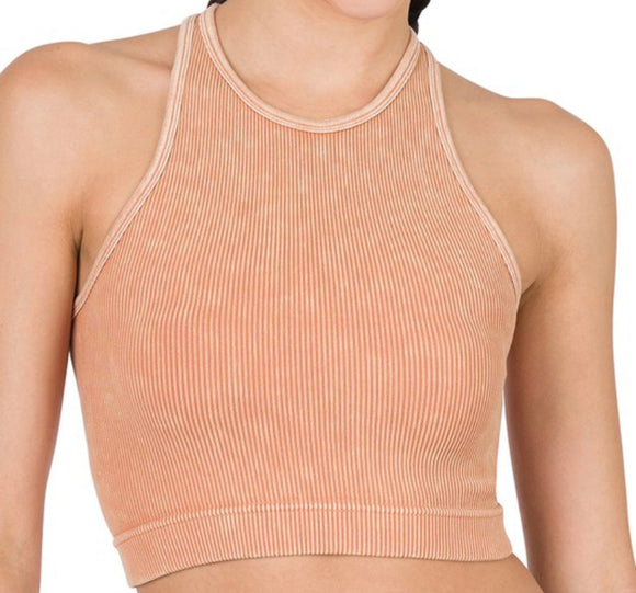 Washed Ribbed Cropped Tank