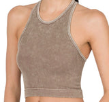 Washed Ribbed Cropped Tank