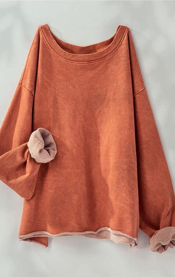 Wyatt Vintage washed French Terry Cropped Sweatshirt
