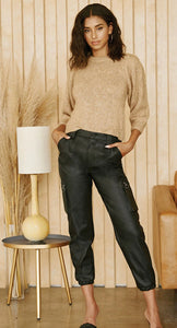 KanCan Rooney Ultra High Rise Faux Leather Joggers