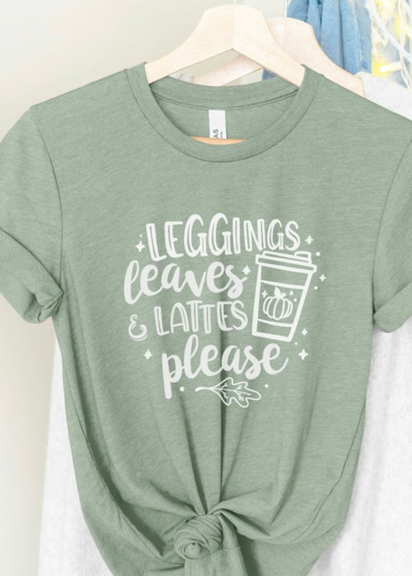 Leggings, Leaves & Lattes Graphic Tee